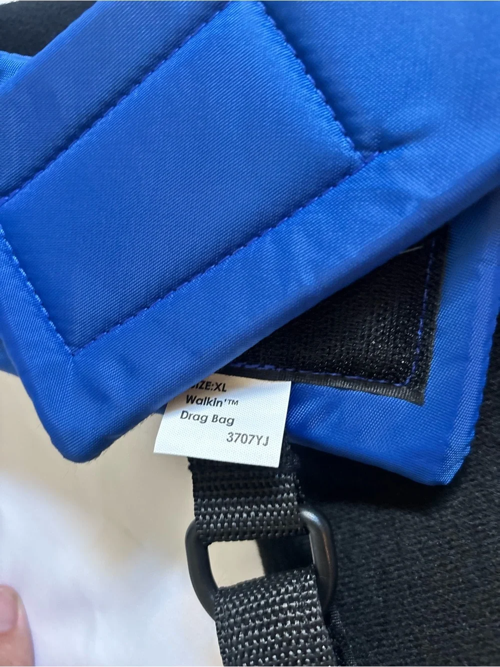 Walkin' Pets Walkin' Drag Bag Dog Drag Bag XL Blue/Black Nylon Leash Ring